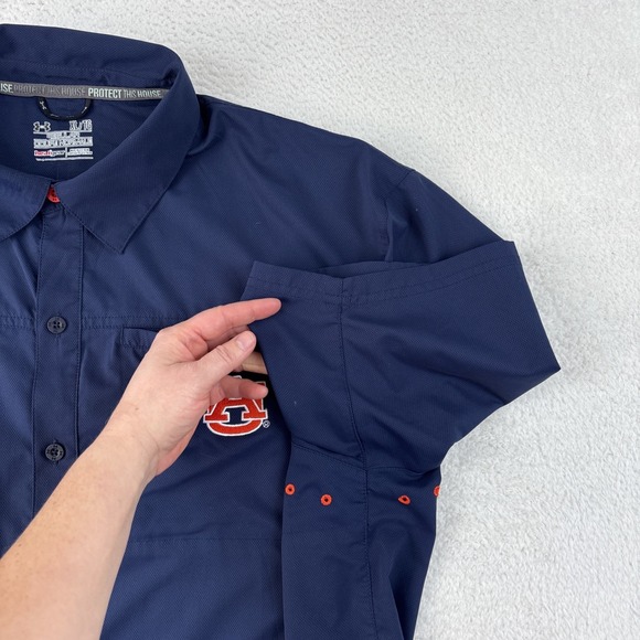 AUBURN TIGERS x UNDER ARMOUR Mens Performance Short Sleeve Button Shirt XL Blue - Picture 10 of 14